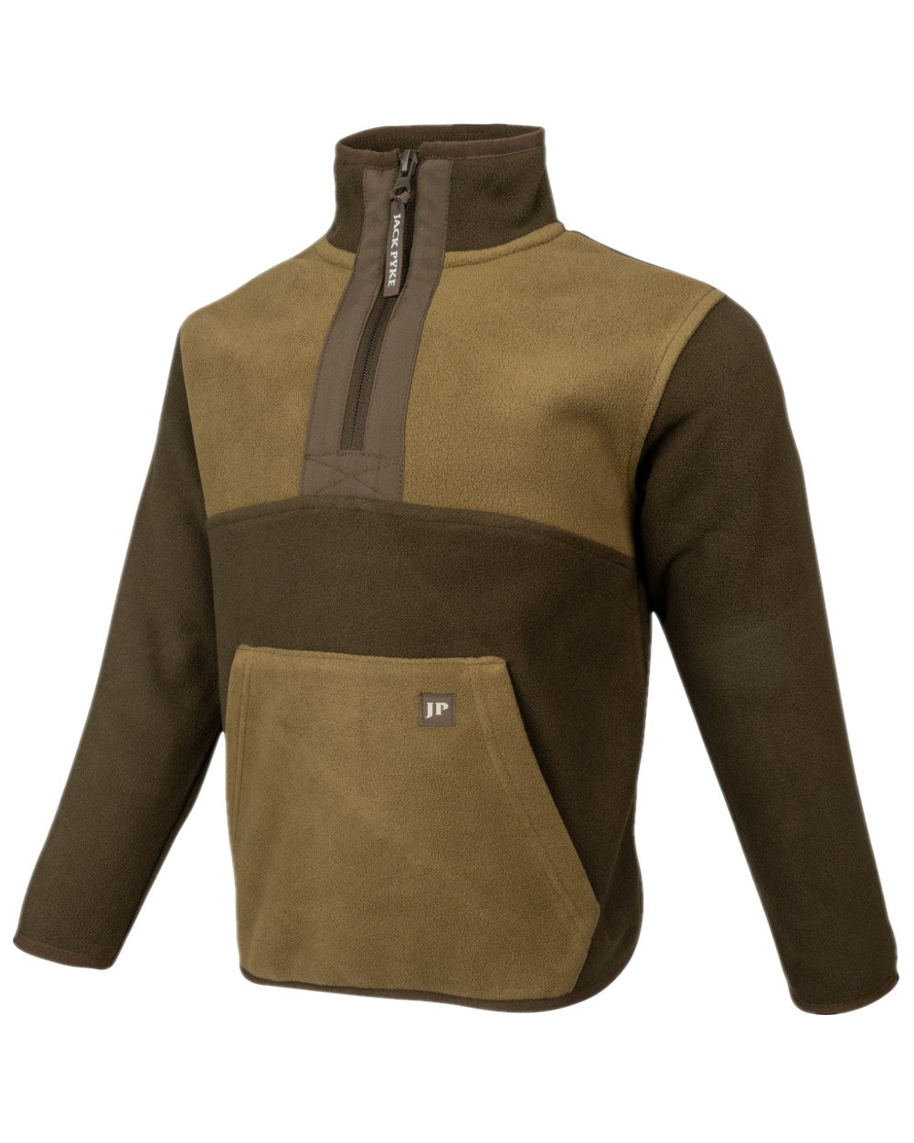 Green Coloured Jack Pyke Childrens Two Tone Fleece Top on white background 