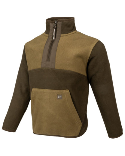 Green Coloured Jack Pyke Childrens Two Tone Fleece Top on white background 