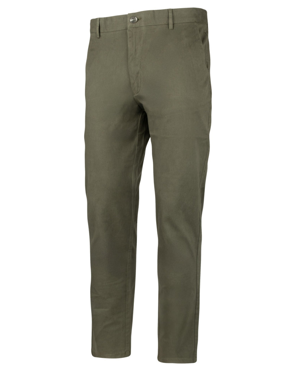 Khaki Olive coloured Jack Pyke Chino Trousers on white background 