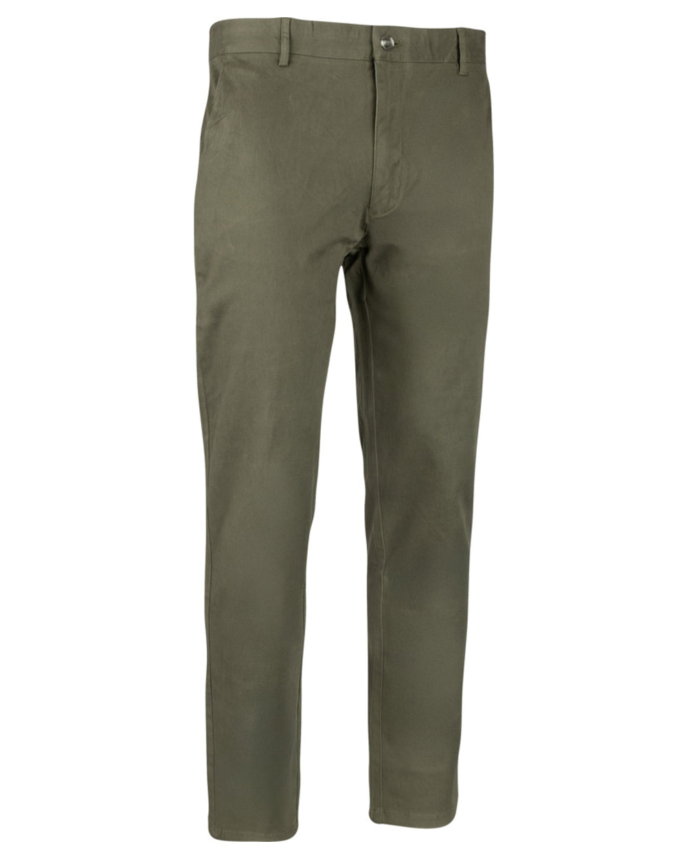 Khaki Olive coloured Jack Pyke Chino Trousers on white background 