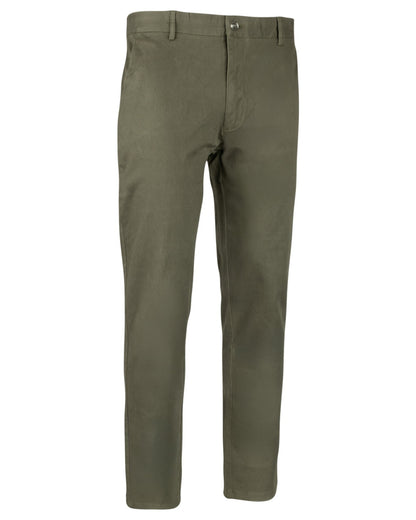 Khaki Olive coloured Jack Pyke Chino Trousers on white background 