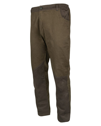 Olive Brown Jack Pyke Cotton Stretch Trousers on white background 