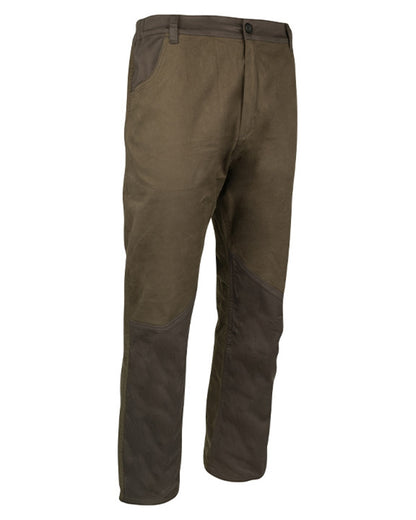 Olive Brown Jack Pyke Cotton Stretch Trousers on white background 