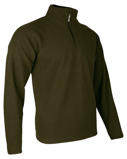 Dark Olive coloured Jack Pyke Country Fleece Top on white background 