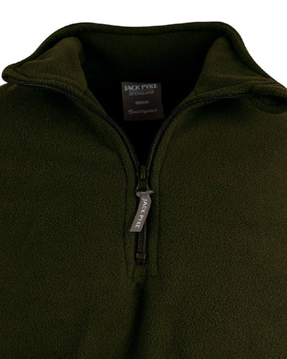 Dark Olive coloured Jack Pyke Country Fleece Top on white background 