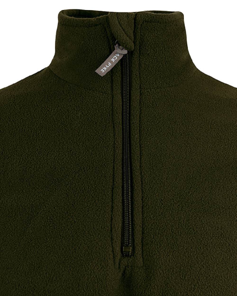 Dark Olive coloured Jack Pyke Country Fleece Top on white background 