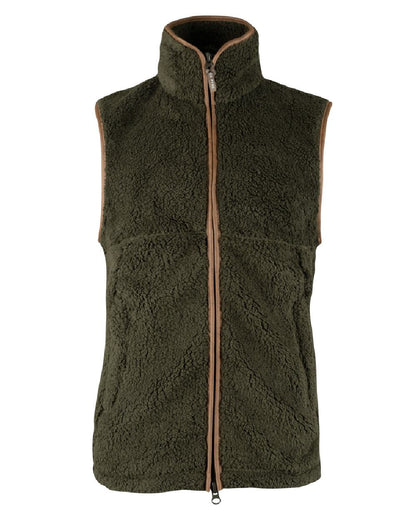 Dark Olive coloured Jack Pyke Countryman Chunky Fleece Gilet on white background 