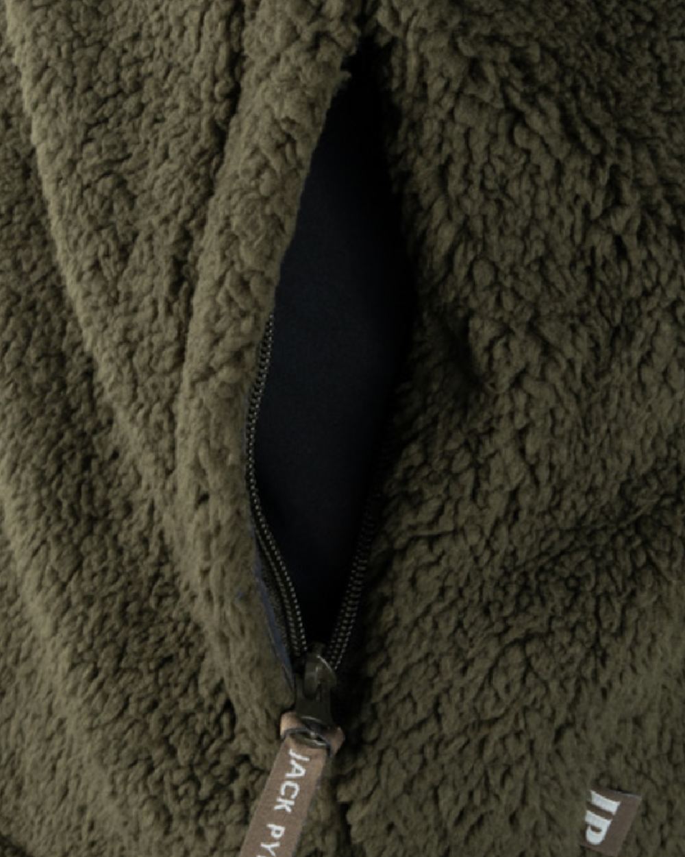 Dark Olive coloured Jack Pyke Countryman Chunky Fleece Gilet on white background 