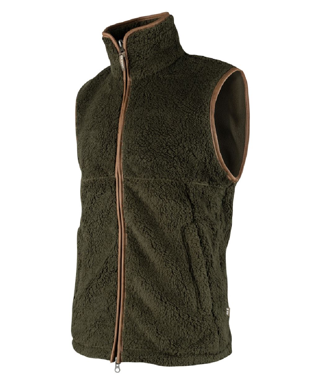 Dark Olive coloured Jack Pyke Countryman Chunky Fleece Gilet on white background 