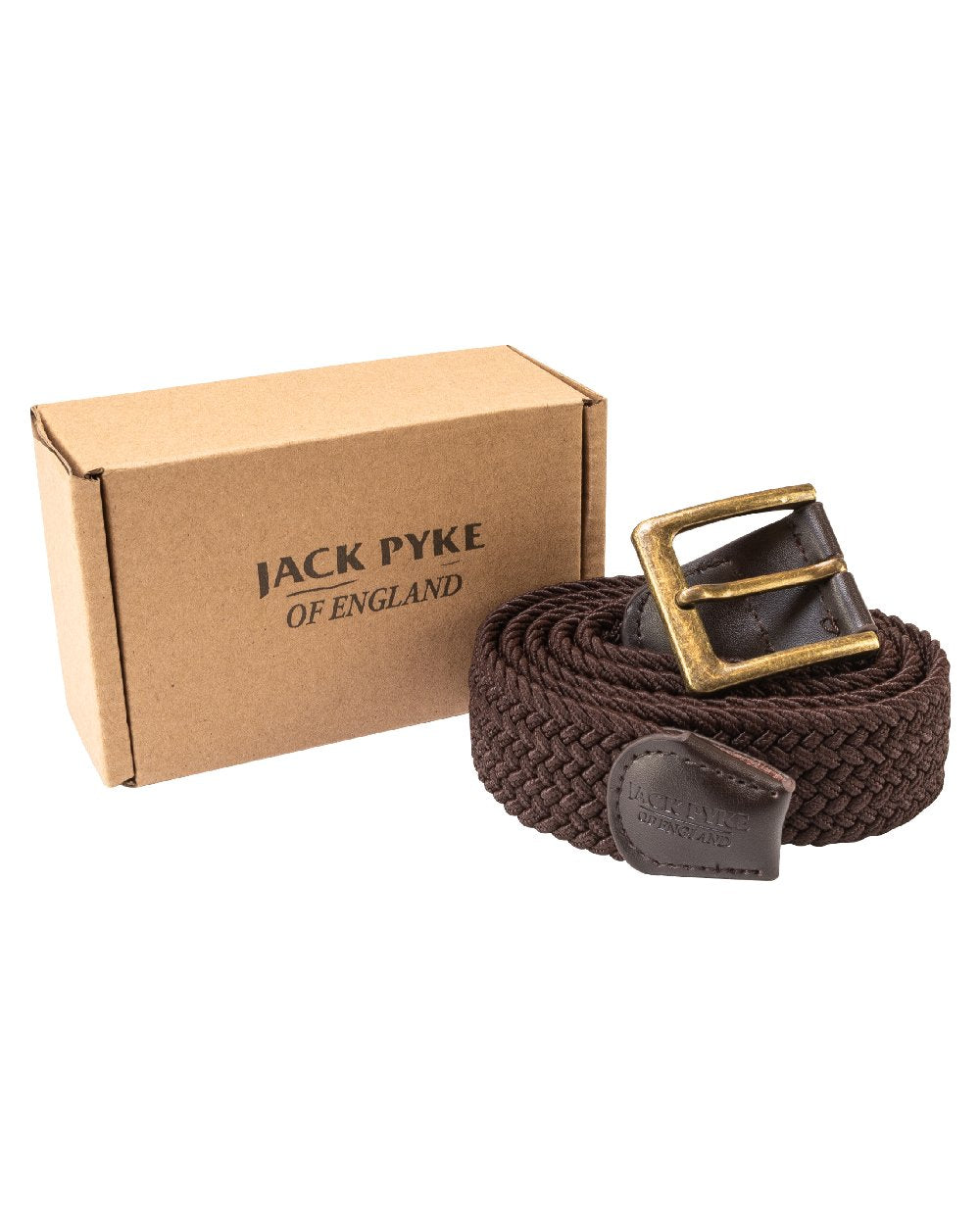 Brown coloured Jack Pyke Countryman Elasticated Belt on white background 