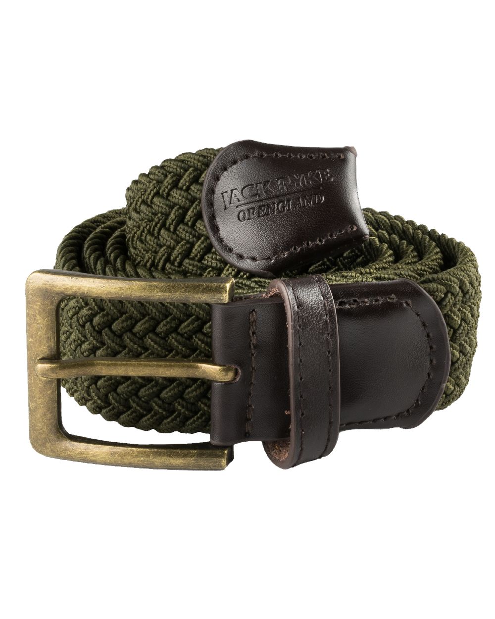 Green coloured Jack Pyke Countryman Elasticated Belt on white background 