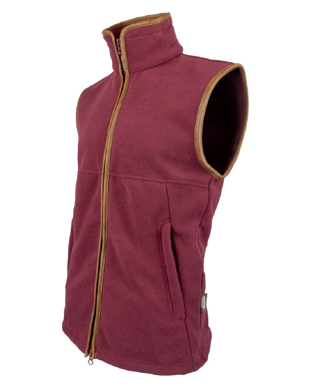 Burgundy coloured Jack Pyke Countryman Fleece Gilet on white background 