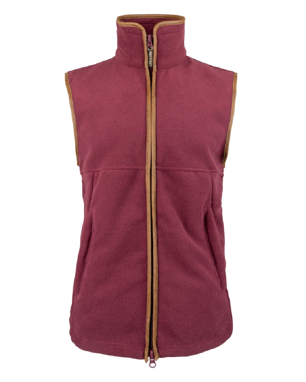 Burgundy coloured Jack Pyke Countryman Fleece Gilet on white background 