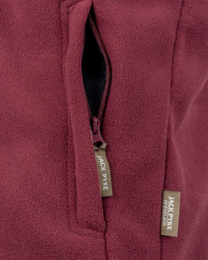 Burgundy coloured Jack Pyke Countryman Fleece Gilet on white background 