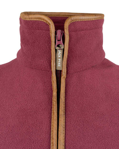 Burgundy coloured Jack Pyke Countryman Fleece Gilet on white background 