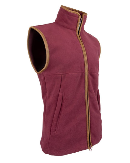 Burgundy coloured Jack Pyke Countryman Fleece Gilet on white background 