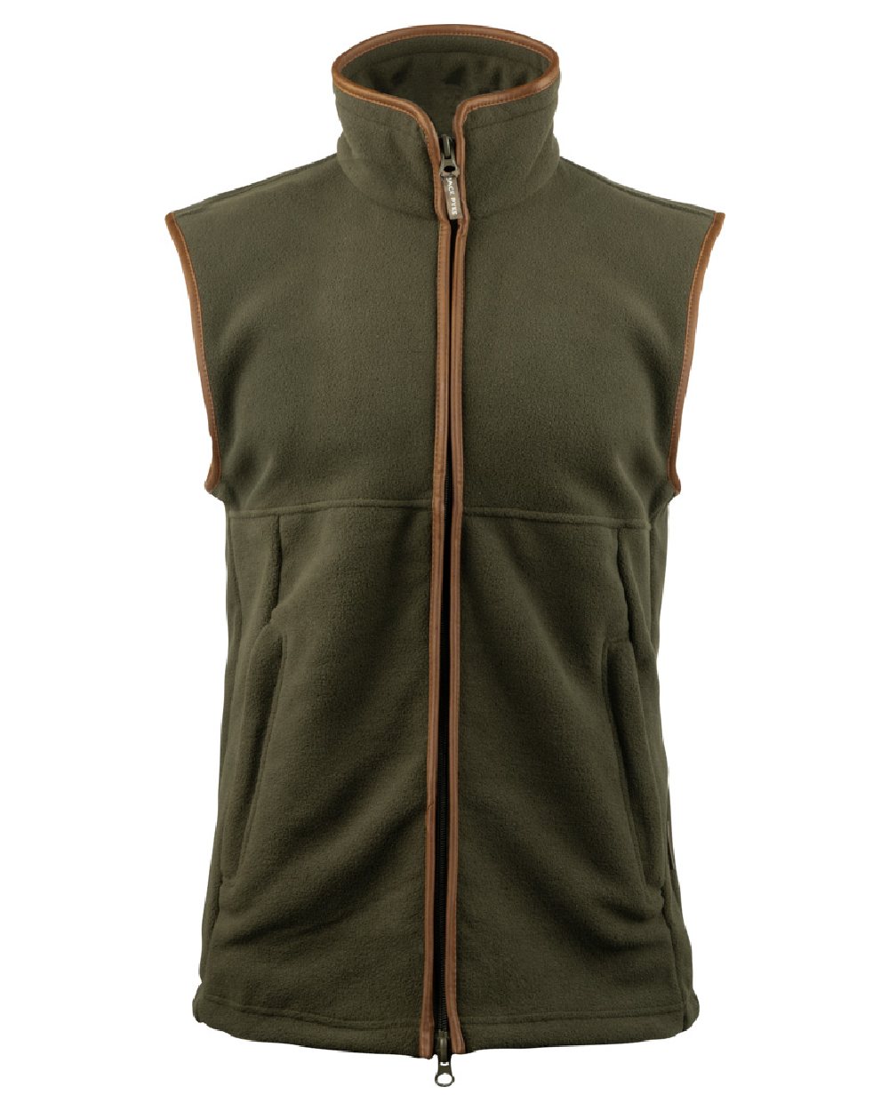 Dark Olive coloured Jack Pyke Countryman Fleece Gilet on white background 