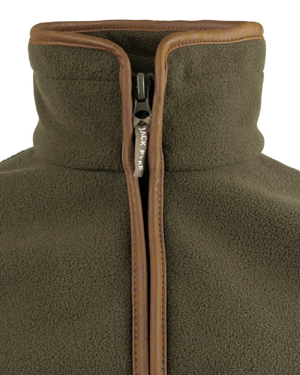 Dark Olive coloured Jack Pyke Countryman Fleece Gilet on white background 