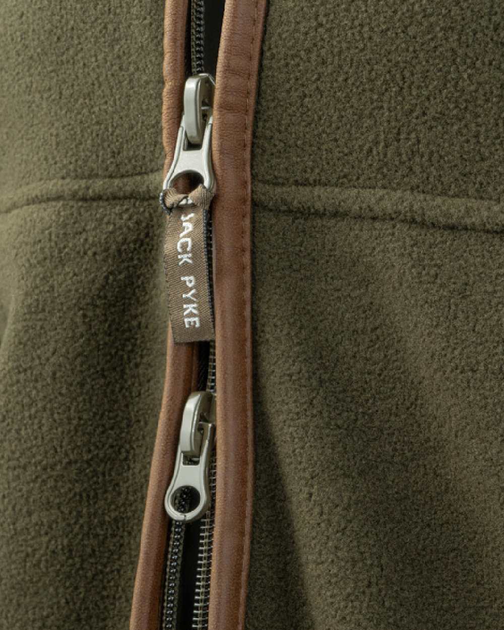 Dark Olive coloured Jack Pyke Countryman Fleece Gilet on white background 