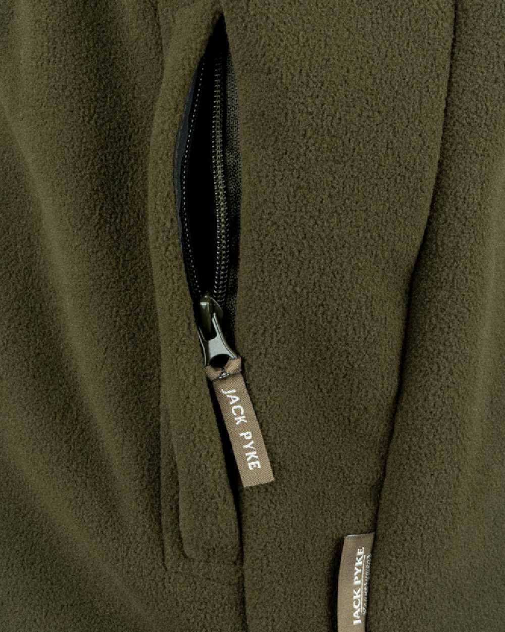 Dark Olive coloured Jack Pyke Countryman Fleece Gilet on white background 