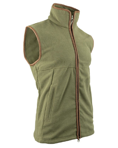 Light Olive coloured Jack Pyke Countryman Fleece Gilet on white background 