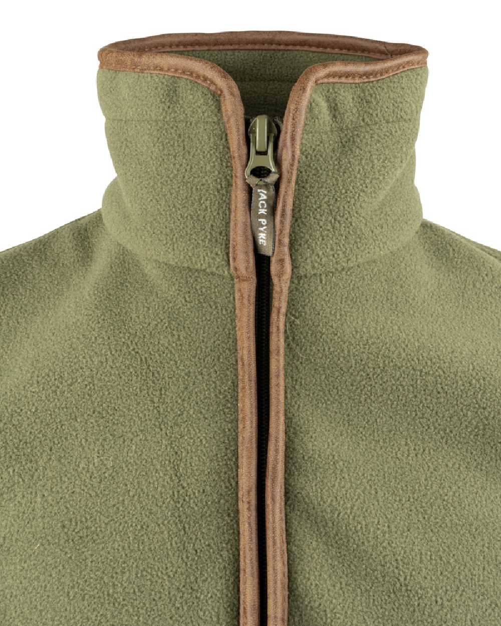 Light Olive coloured Jack Pyke Countryman Fleece Gilet on white background 