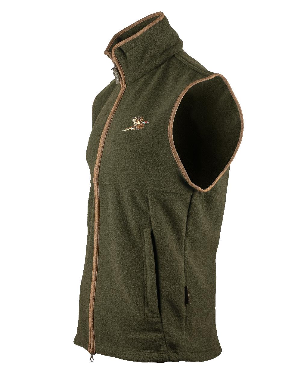 Pheasant Olive coloured Jack Pyke Countryman Fleece Gilet on white background 