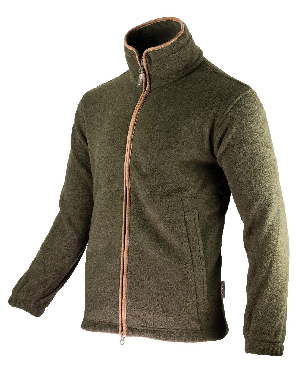 Dark Olive coloured Jack Pyke Countryman Fleece Jacket on white background 