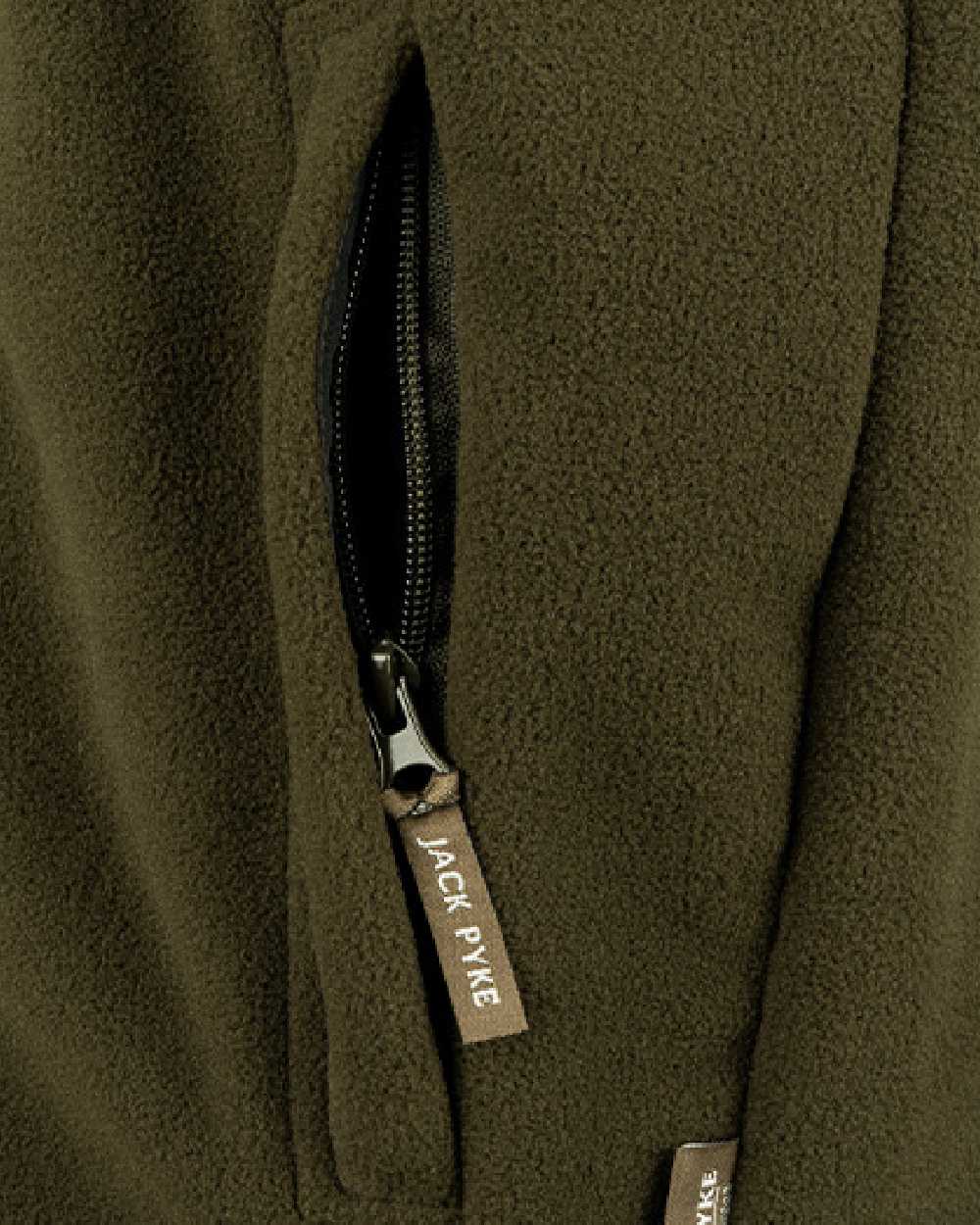 Dark Olive coloured Jack Pyke Countryman Fleece Jacket on white background 