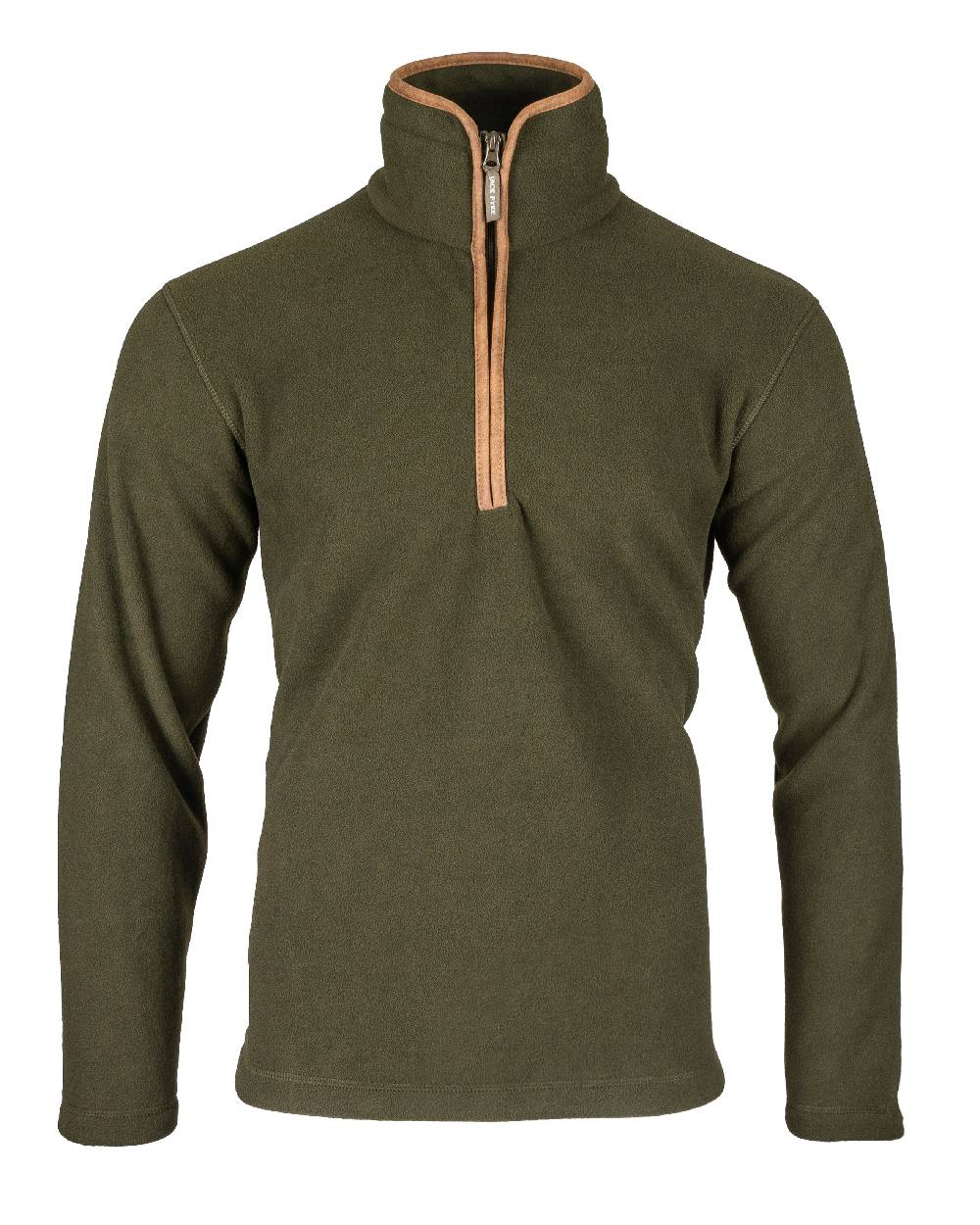 Dark Olive coloured Jack Pyke Countryman Fleece Pullover on white background 