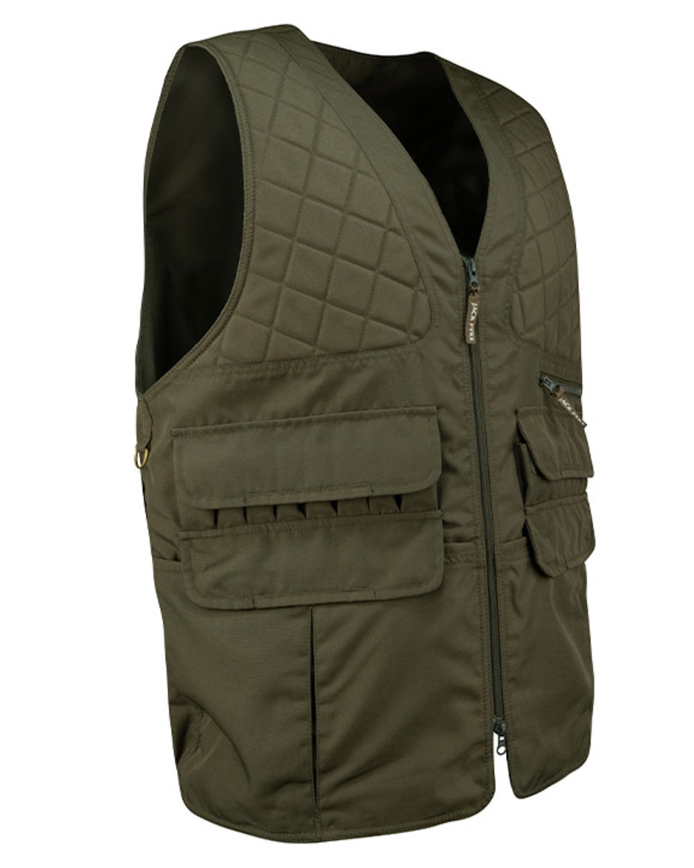 Olive Green coloured Jack Pyke Countryman Vest on white background 