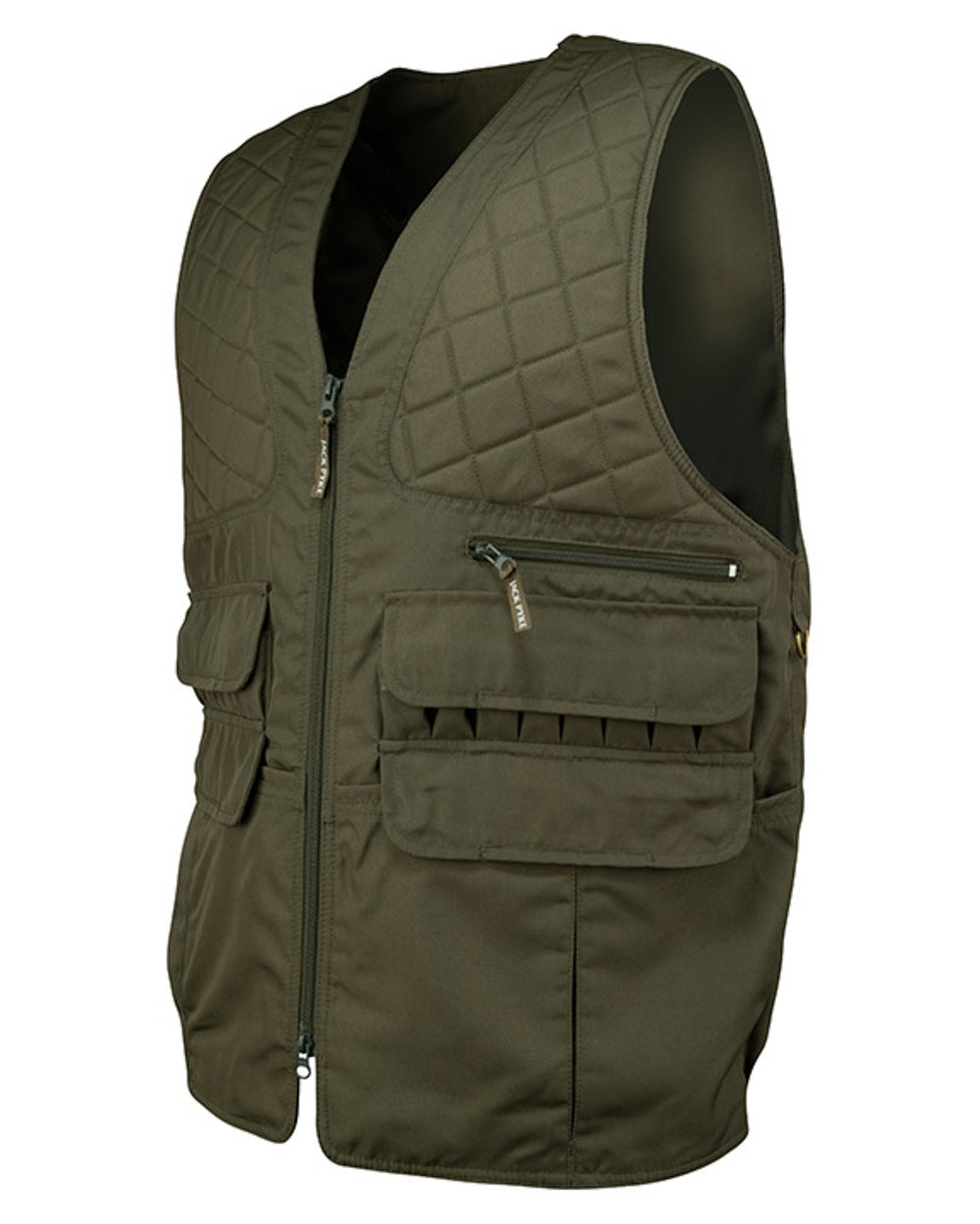 Olive Green coloured Jack Pyke Countryman Vest on white background 