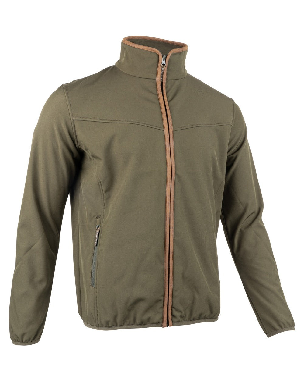 Green coloured Jack Pyke County Softshell Jacket on white background 