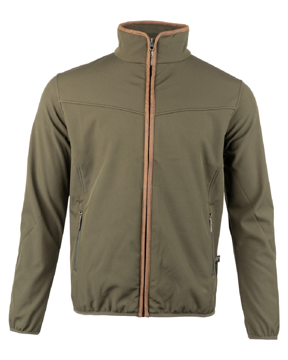 Green coloured Jack Pyke County Softshell Jacket on white background 