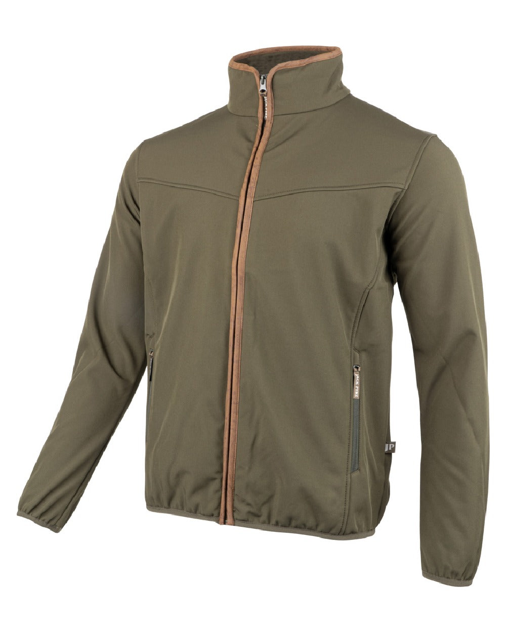 Green coloured Jack Pyke County Softshell Jacket on white background 