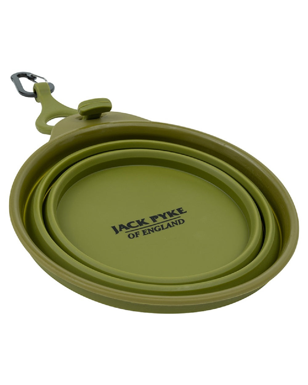 Green coloured Jack Pyke Deluxe Folding Dog Bowl on white background 