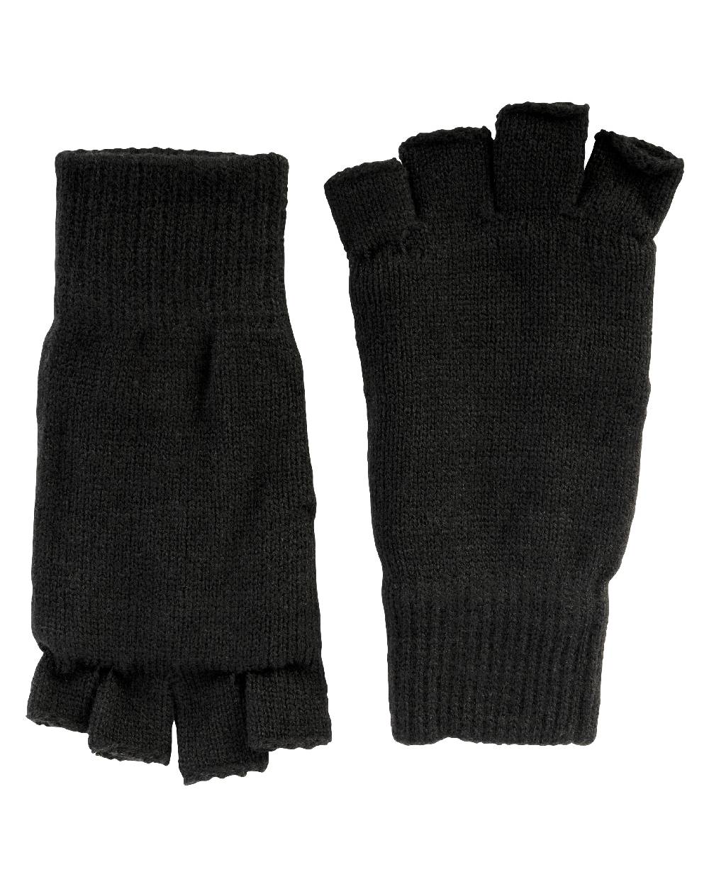 Black coloured Jack Pyke Fingerless Mitts on white background 