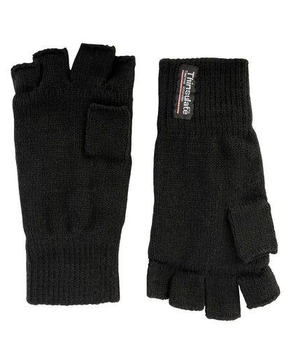 Black coloured Jack Pyke Fingerless Mitts on white background 