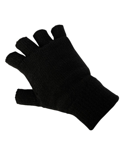 Black coloured Jack Pyke Fingerless Mitts on white background 