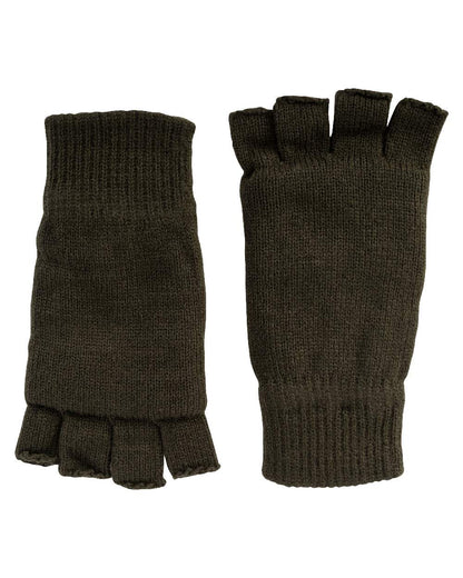 Green coloured Jack Pyke Fingerless Mitts on white background 