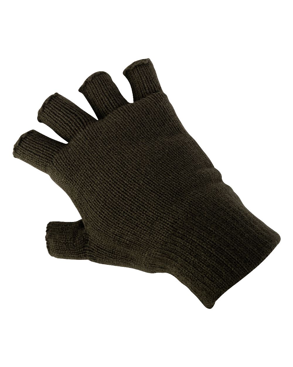 Green coloured Jack Pyke Fingerless Mitts on white background 