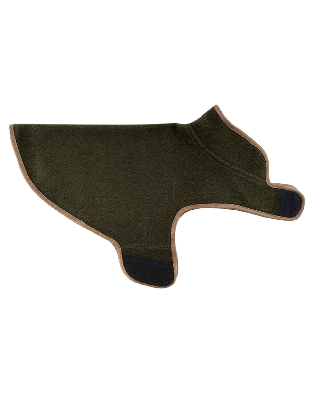 Dark Olive coloured Fleece Dog Coat on white background 