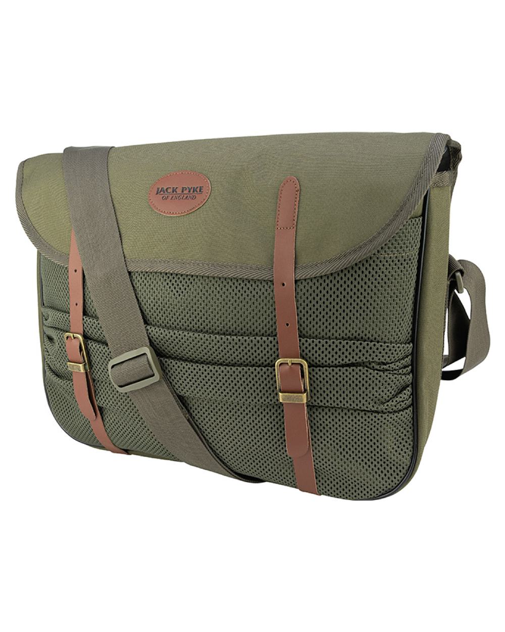 Green coloured Jack Pyke Game Bag on white background 