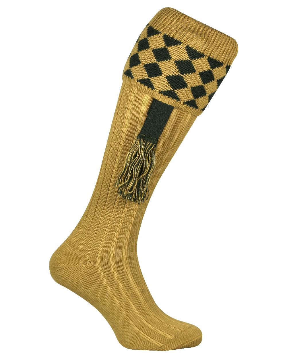 Mustard coloured Jack Pyke Harlequin Socks on white background 