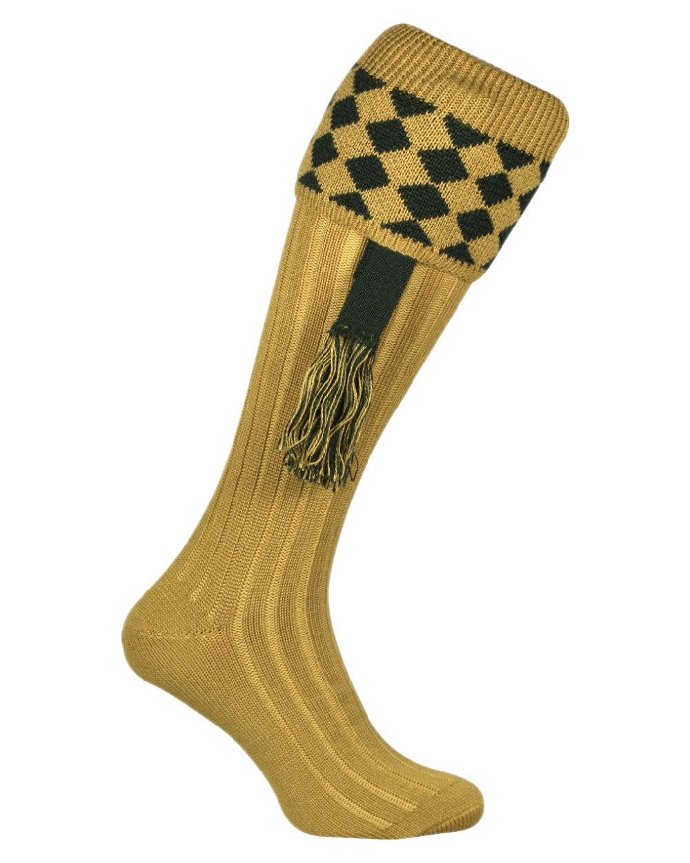 Mustard Coloured Jack Pyke Harlequin Socks on white background 