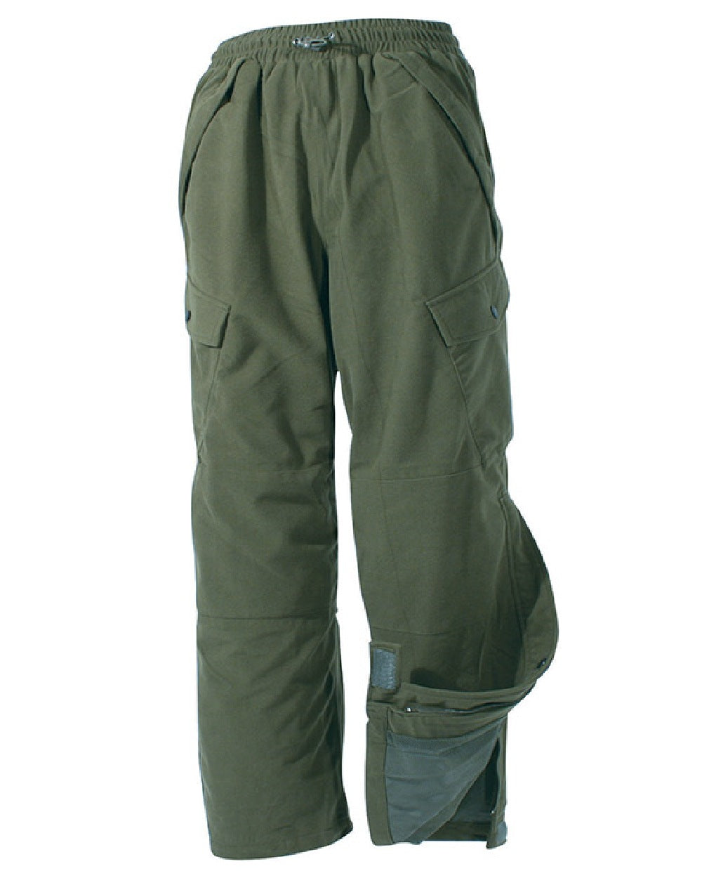 Green coloured Jack Pyke Hunters Trousers on white background 