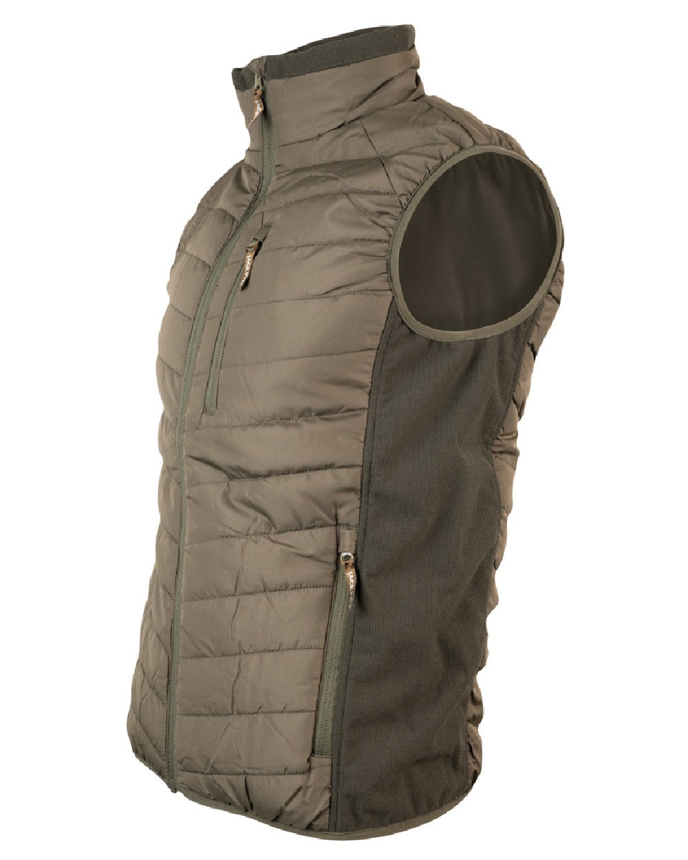 Green coloured Jack Pyke Hybrid Gilet on white background 