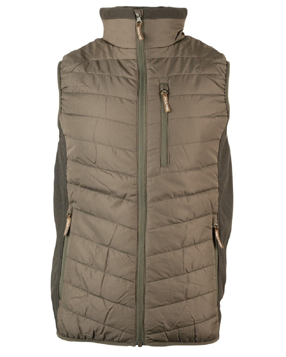 Green coloured Jack Pyke Hybrid Gilet on white background 