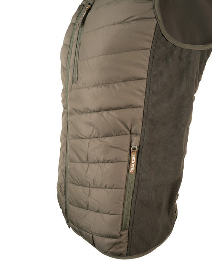 Green coloured Jack Pyke Hybrid Gilet on white background 