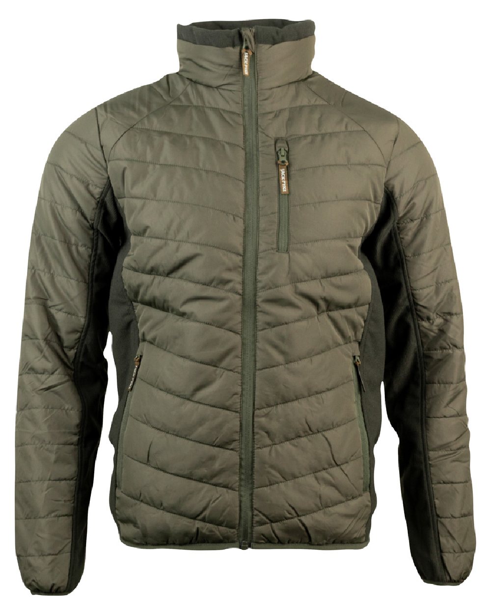 Green coloured Jack Pyke Hybrid Jacket on white background 